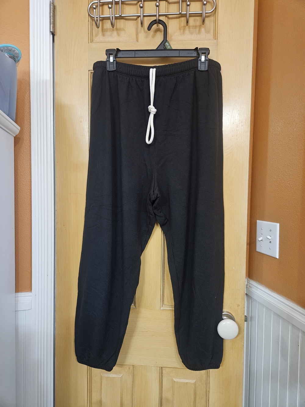 aerie Offline Black Sweatpants with White Drawstring